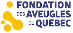 Logo de la Fondation des Aveugles du Québec de couleurs bleue et jaune.
